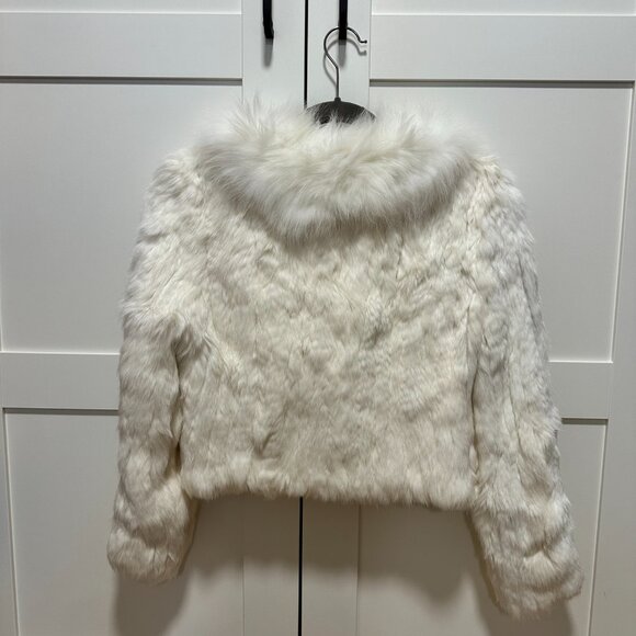 Genuine Rabbit Fur Coat with Genuine Fox Fur Trim Collar - Picture 3 of 4